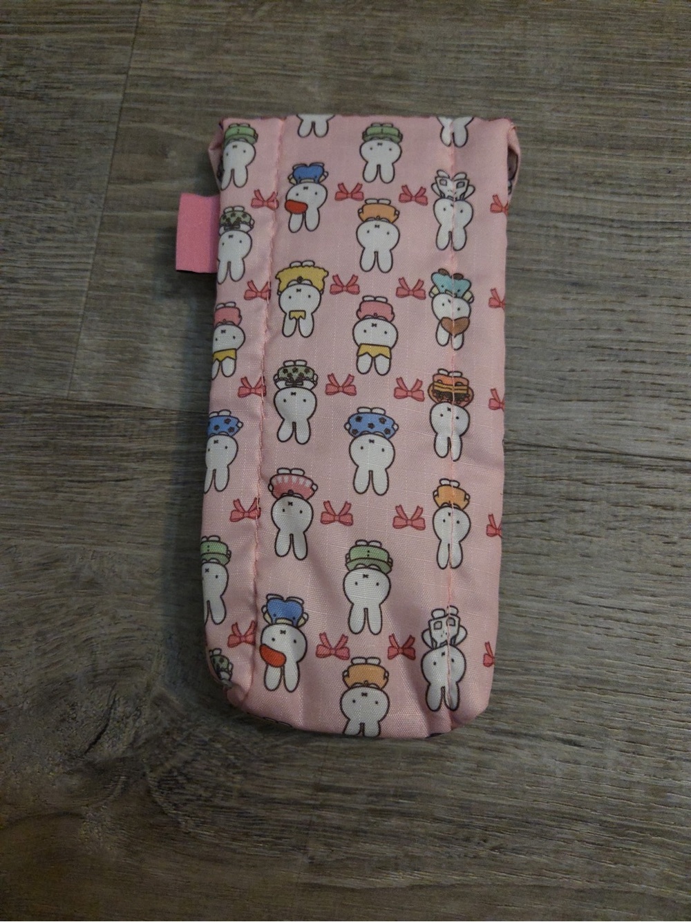 Pink Bunny Print Fabric Pouch - Cute Eyewear or Accessory Case - Picture 2 of 2